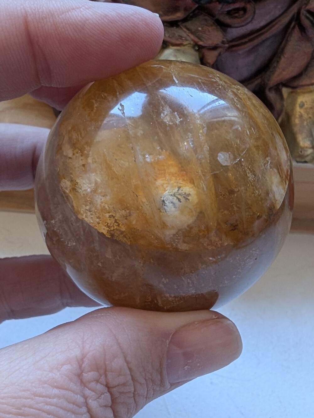 Rare Golden Healing Quartz With Tons 😉 Of Sparkle And Fossilized Plants